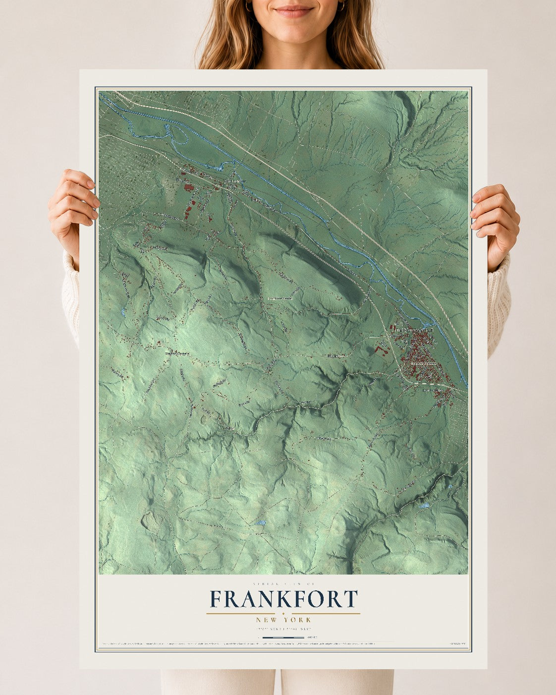 Frankfort, New York map print, 24" x 36" Archival Matte Print mockup