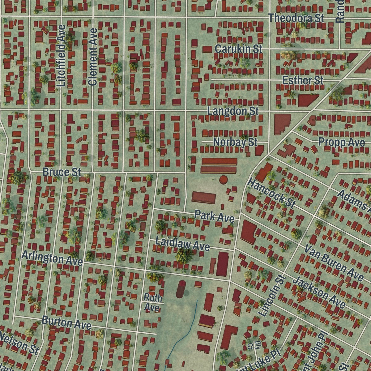 Close-up 1 of the Franklin Square, New York map artwork