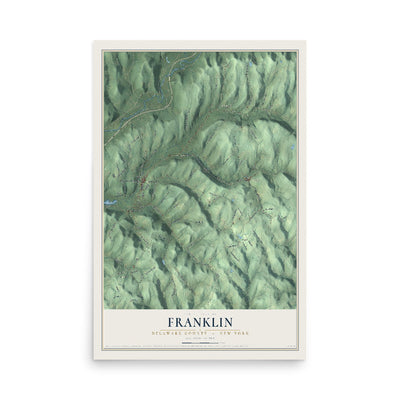 Map of Franklin, Delaware County, New York, 12 x 18 inch unframed archival matte print