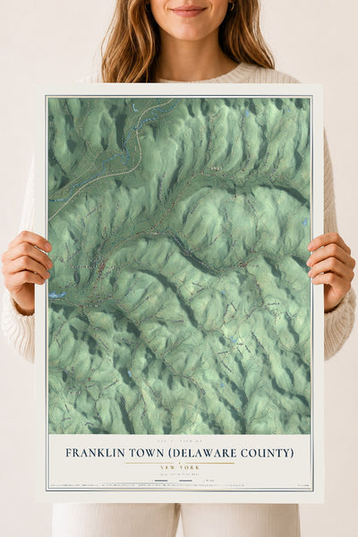Franklin Town (Delaware County), New York map print, 18" x 24" Archival Matte Print mockup