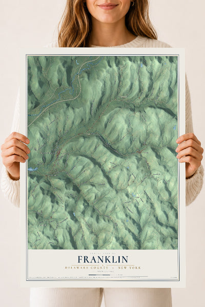 Map of Franklin, Delaware County, New York, 18 x 24 inch unframed archival matte print