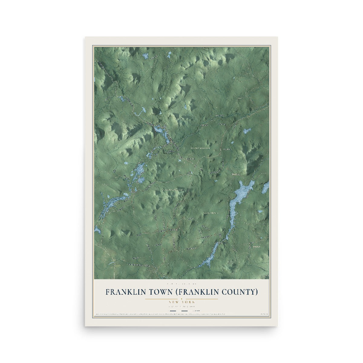 Franklin Town (Franklin County), New York map print, 12" x 18" Archival Matte Print mockup