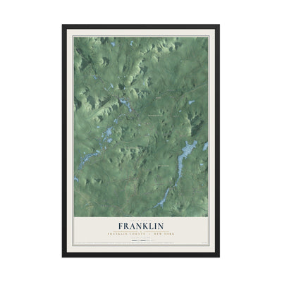 Map of Franklin, Franklin County, New York, 12 x 18 inch print in a black wood frame
