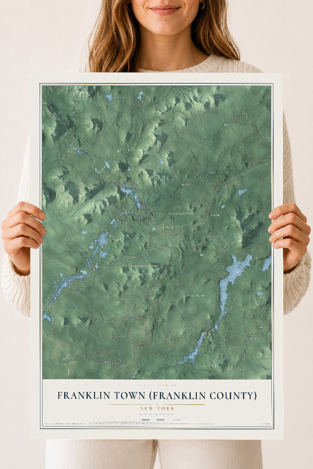Franklin Town (Franklin County), New York map print, 18" x 24" Archival Matte Print mockup