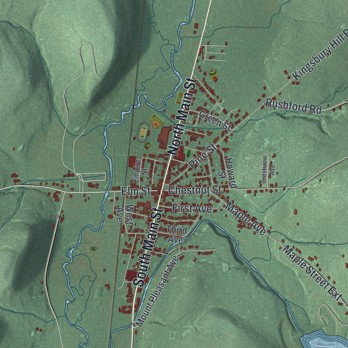 Close-up 1 of the Franklinville, New York map artwork