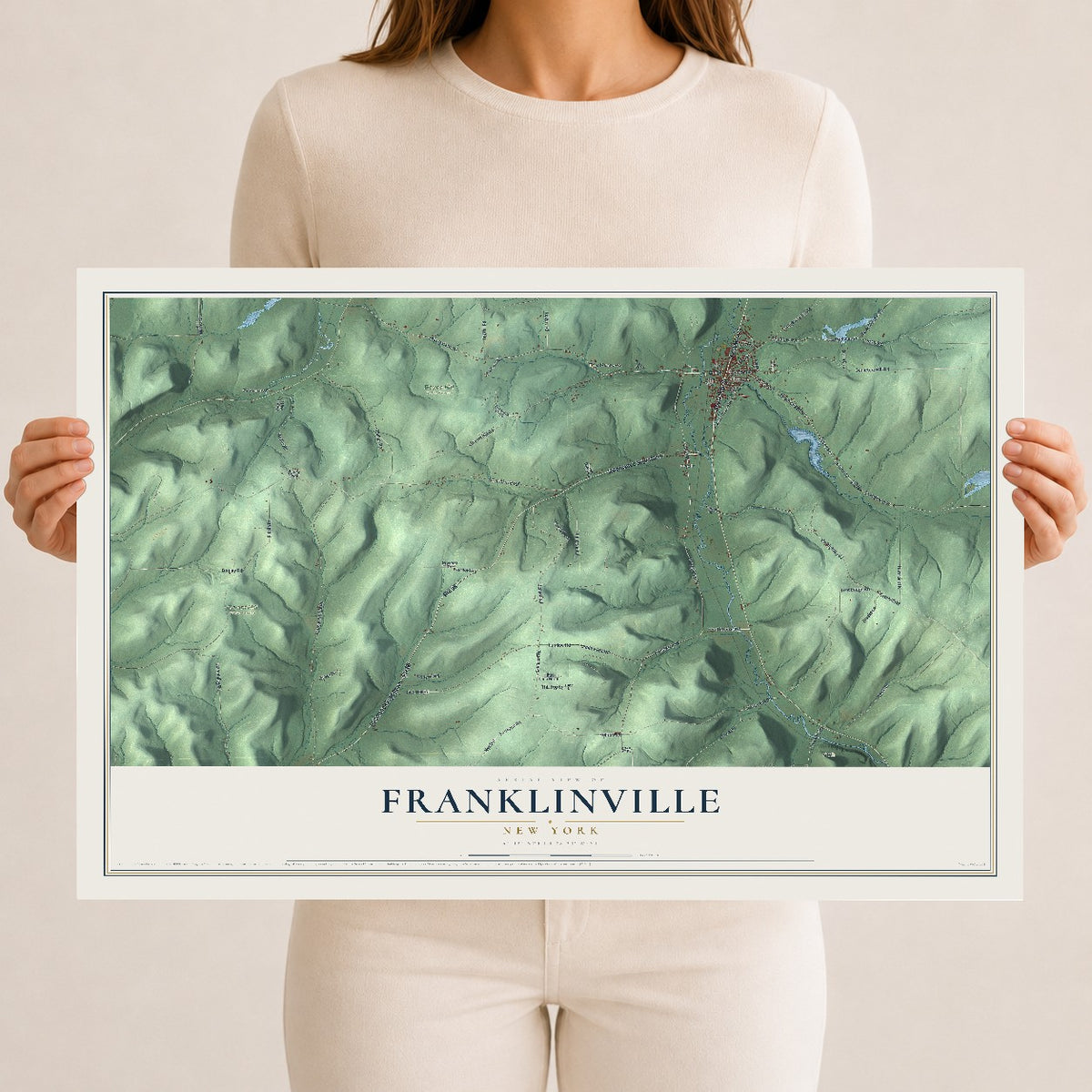Franklinville, New York map print, 12" x 18" Archival Matte Print mockup