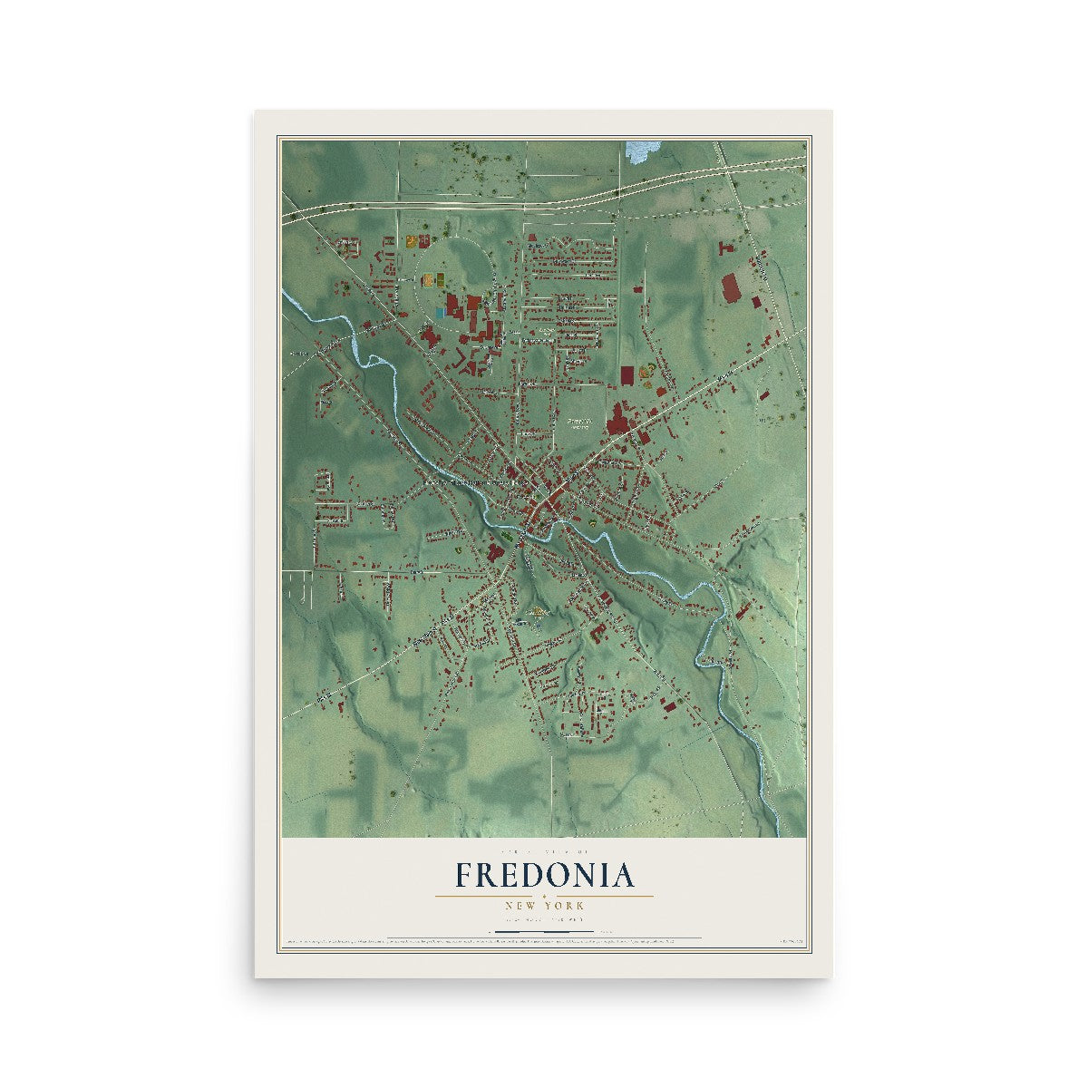 Fredonia, New York map print, 12" x 18" Archival Matte Print mockup