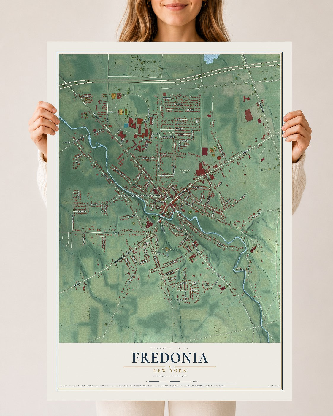 Fredonia, New York map print, 24" x 36" Archival Matte Print mockup