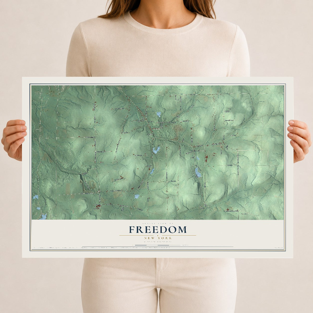 Freedom, New York map print, 12" x 18" Archival Matte Print mockup
