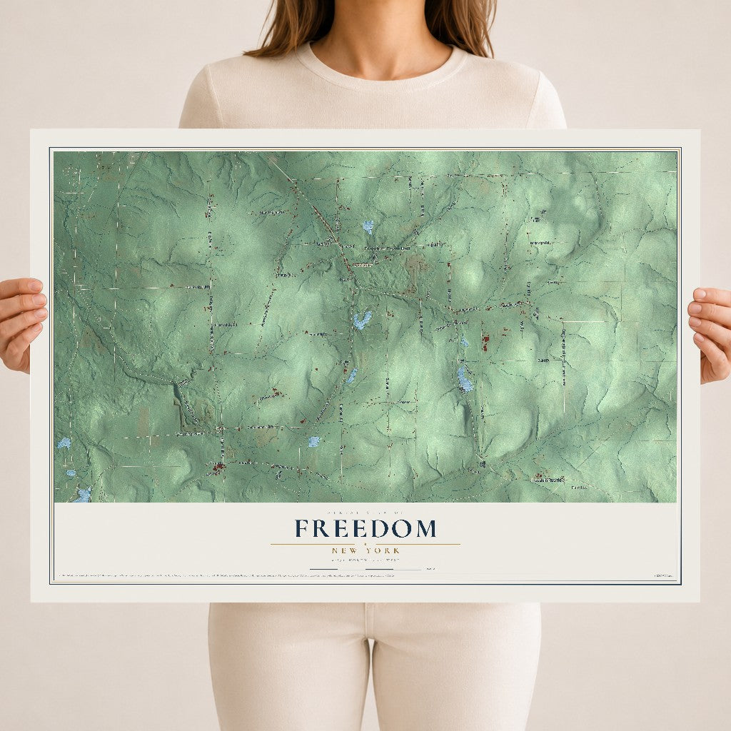 Freedom, New York map print, 18" x 24" Archival Matte Print mockup