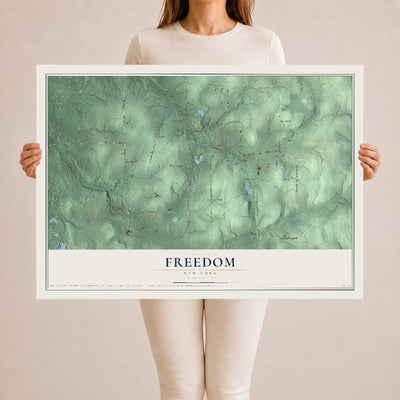 Freedom, New York map print, 24" x 36" Archival Matte Print mockup