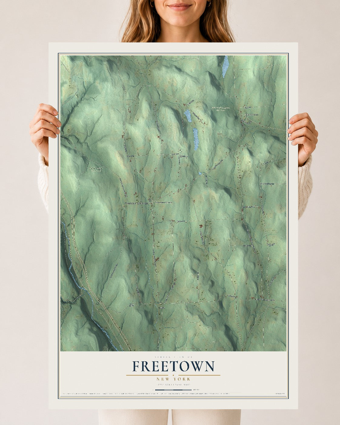 Freetown, New York map print, 24" x 36" Archival Matte Print mockup
