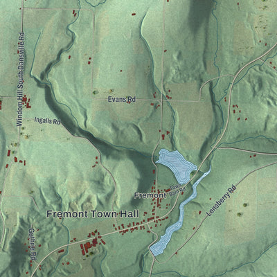 Close-up 1 of the Fremont Town (Steuben County), New York map artwork