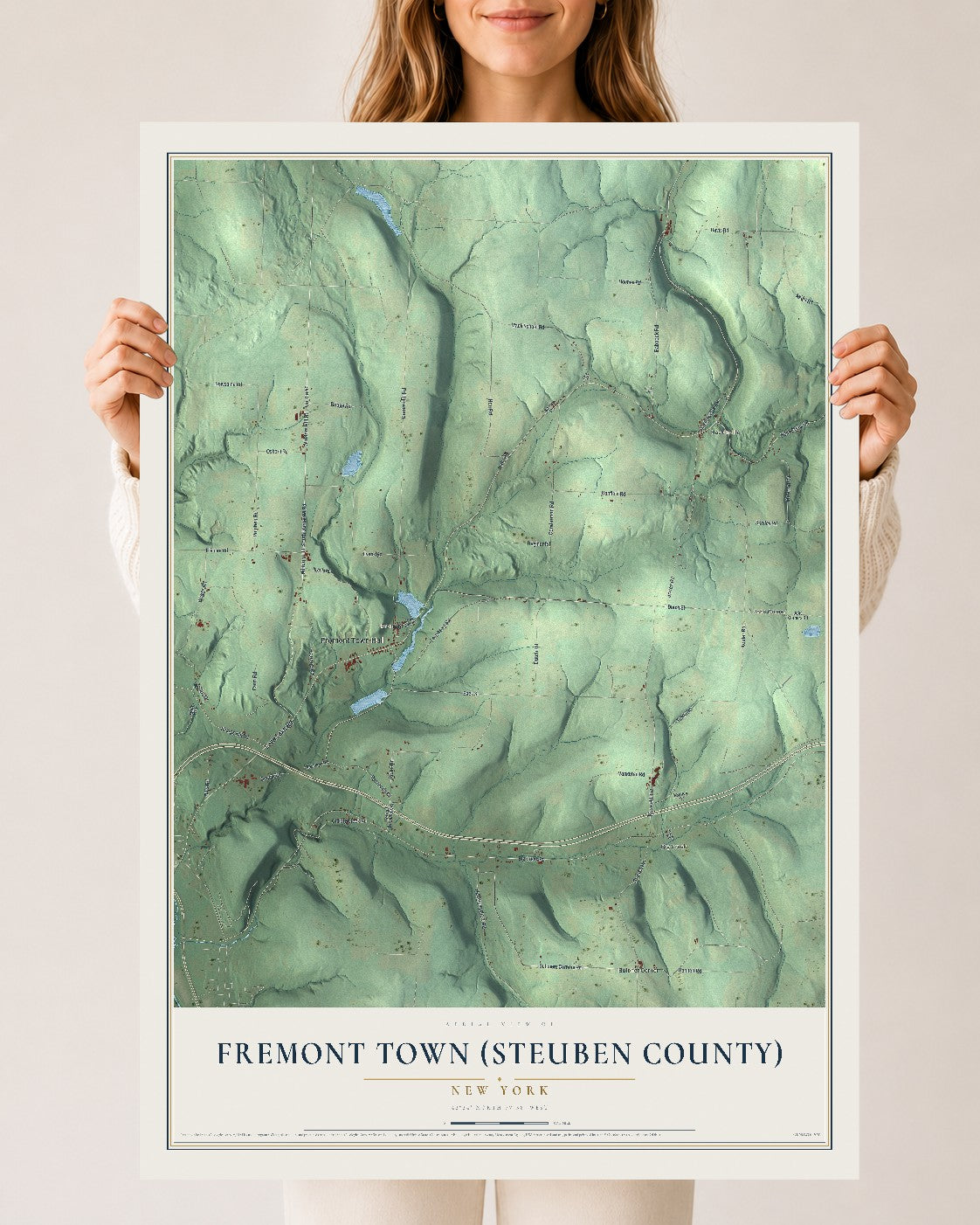 Fremont Town (Steuben County), New York map print, 24" x 36" Archival Matte Print mockup