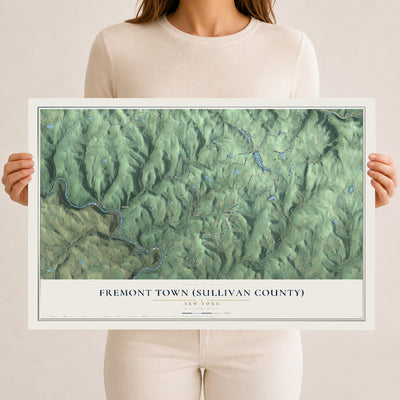 Fremont Town (Sullivan County), New York map print, 12" x 18" Archival Matte Print mockup