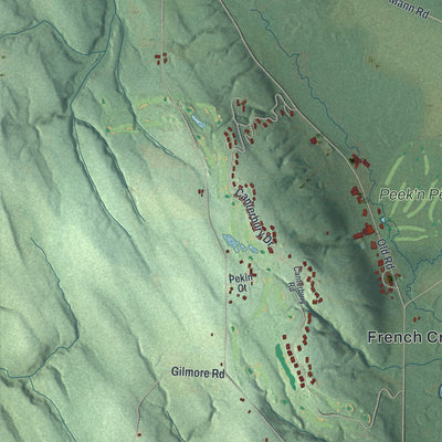 Close-up 1 of the French Creek, New York map artwork