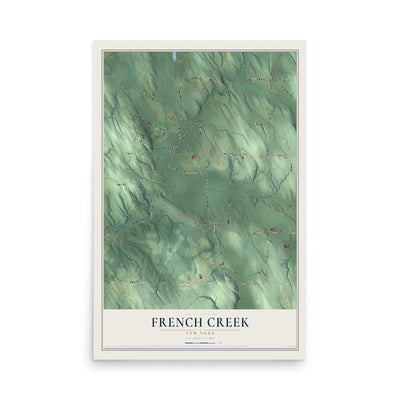 French Creek, New York map print, 12" x 18" Archival Matte Print mockup