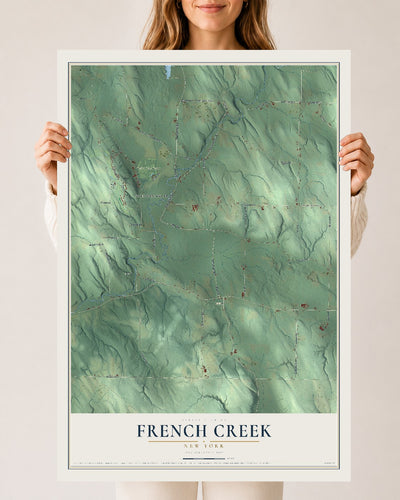 French Creek, New York map print, 24" x 36" Archival Matte Print mockup