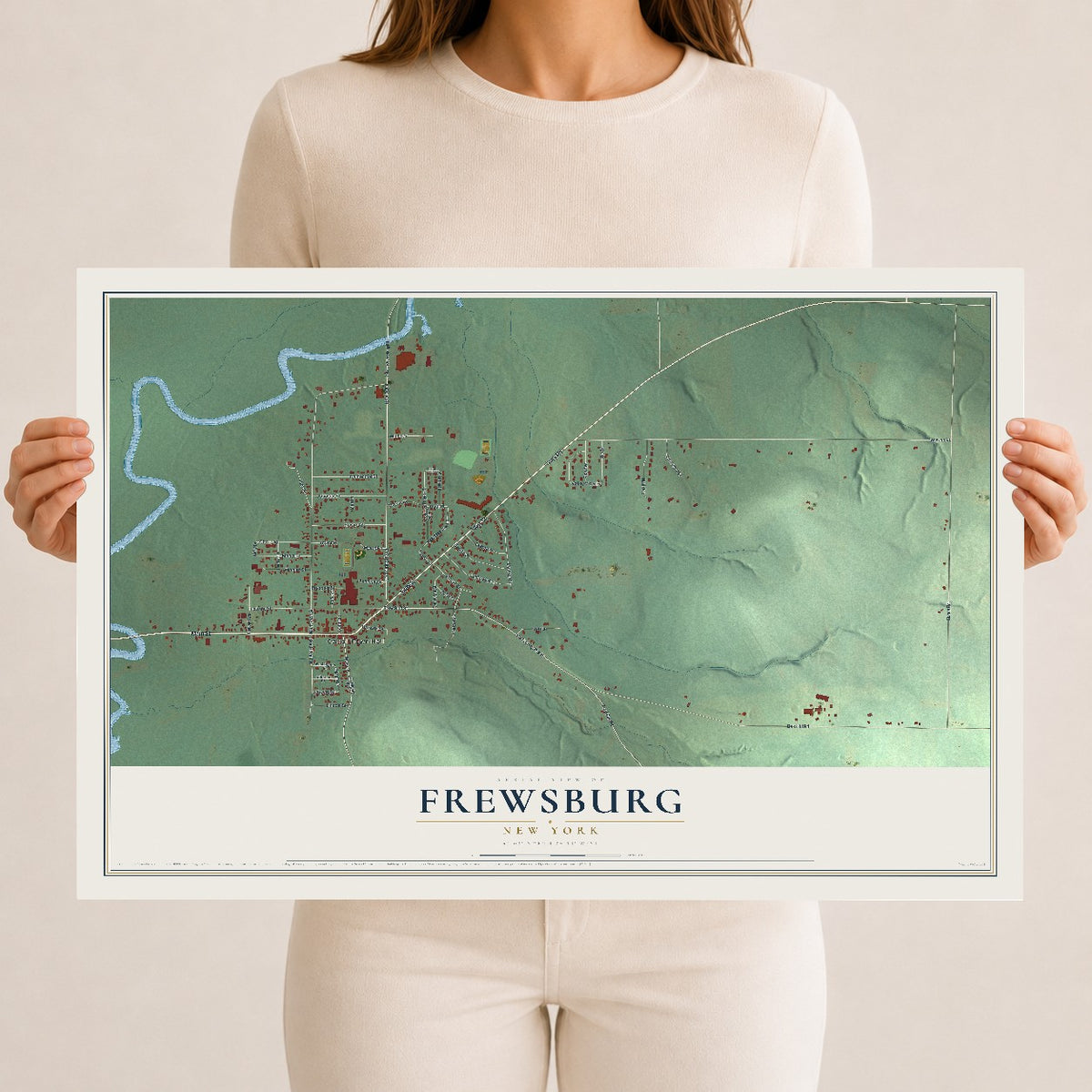 Frewsburg, New York map print, 12" x 18" Archival Matte Print mockup