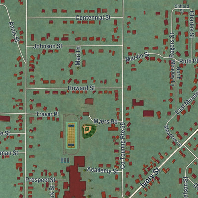 Close-up 1 of the Frewsburg, New York map artwork