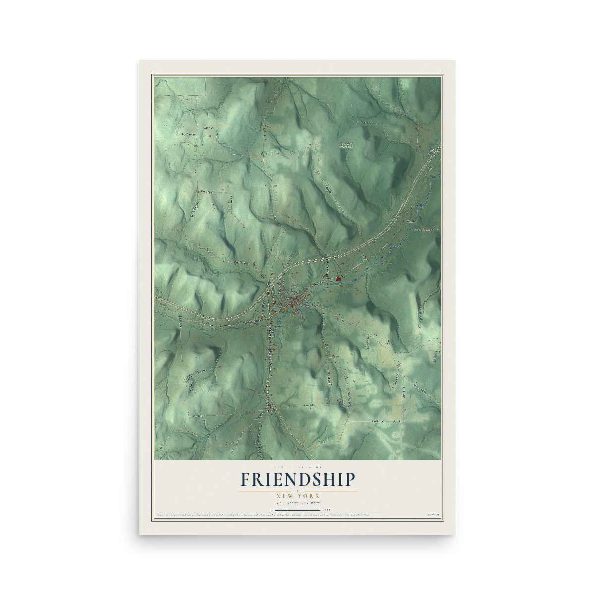 Friendship, New York map print, 12" x 18" Archival Matte Print mockup