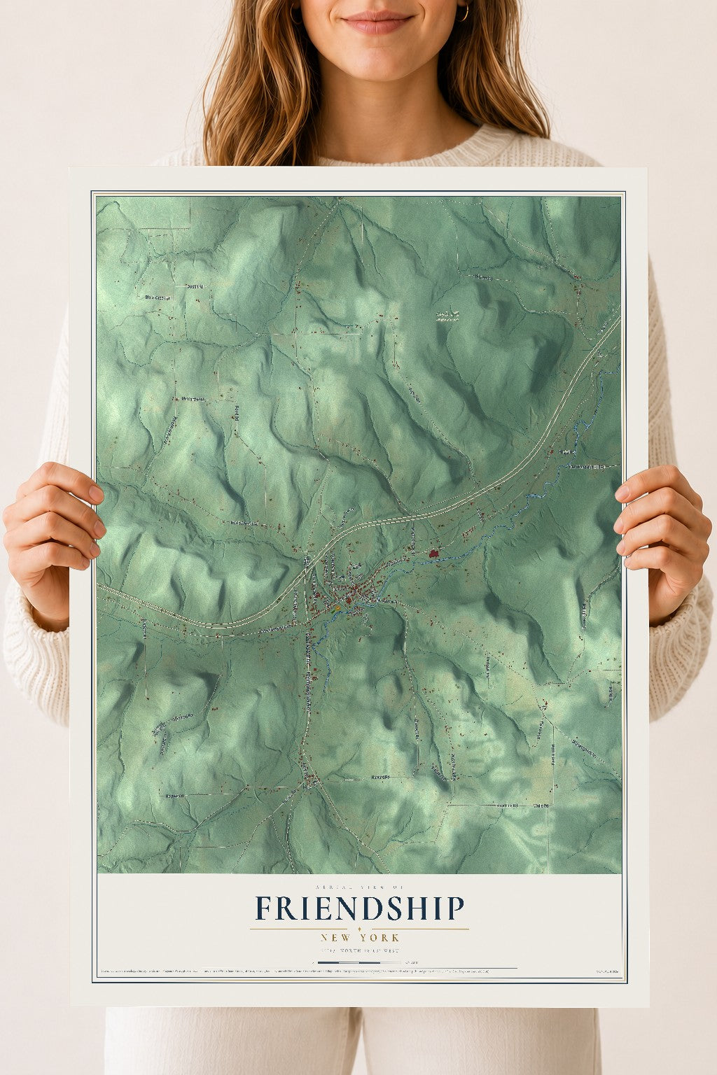 Friendship, New York map print, 18" x 24" Archival Matte Print mockup