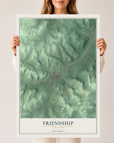 Friendship, New York map print, 24" x 36" Archival Matte Print mockup