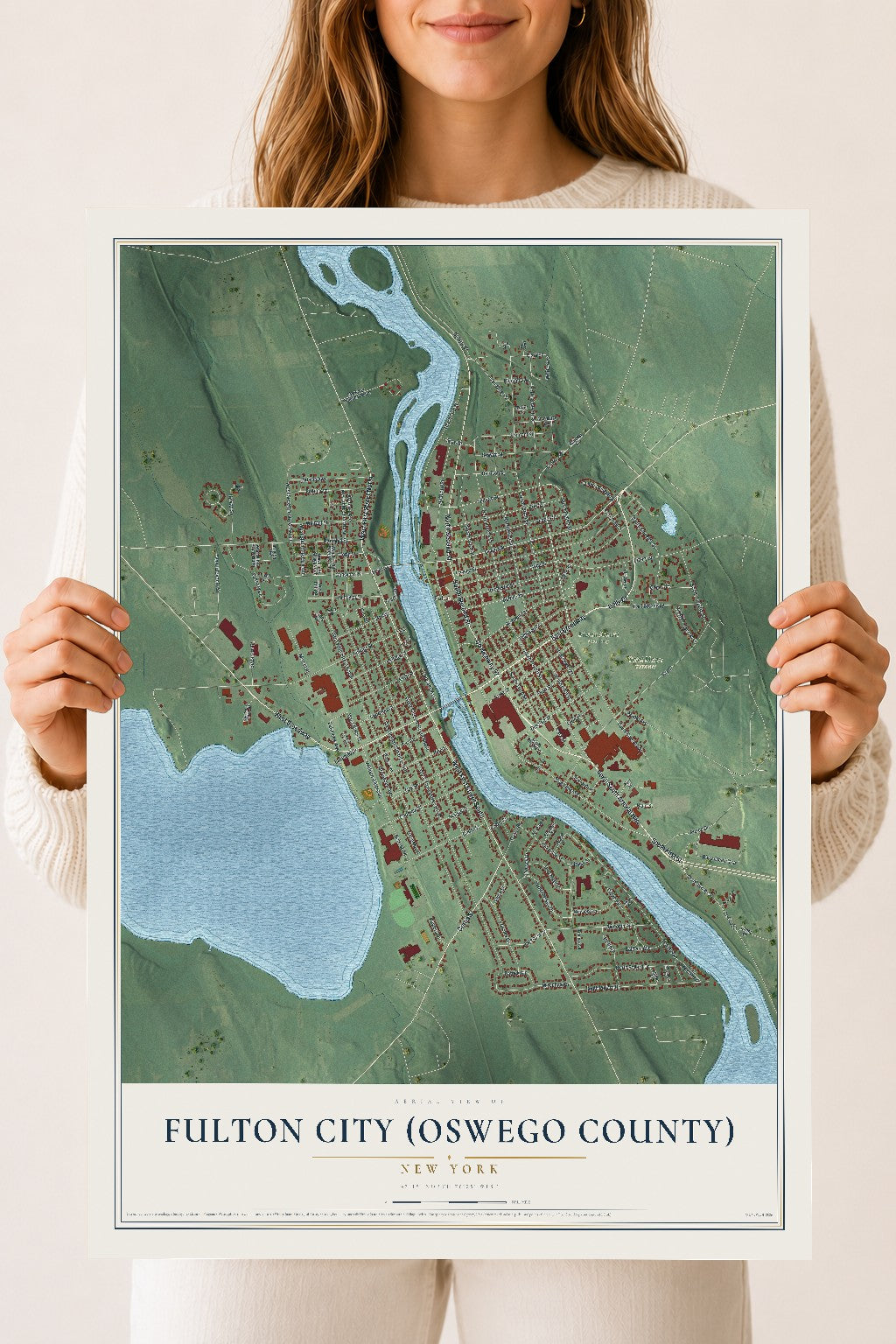 Fulton City (Oswego County), New York map print, 18" x 24" Archival Matte Print mockup