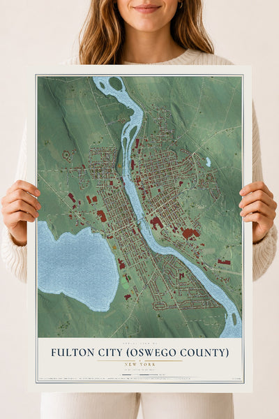 Fulton City (Oswego County), New York map print, 18" x 24" Archival Matte Print mockup