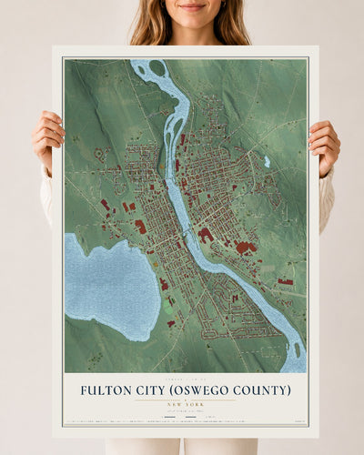 Fulton City (Oswego County), New York map print, 24" x 36" Archival Matte Print mockup