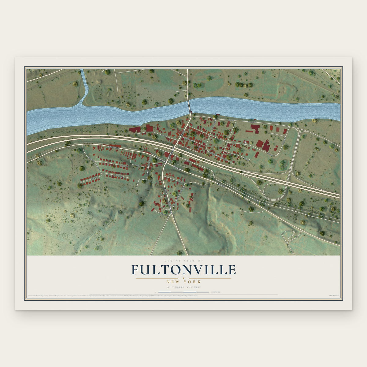 Fultonville, New York map print, the full design