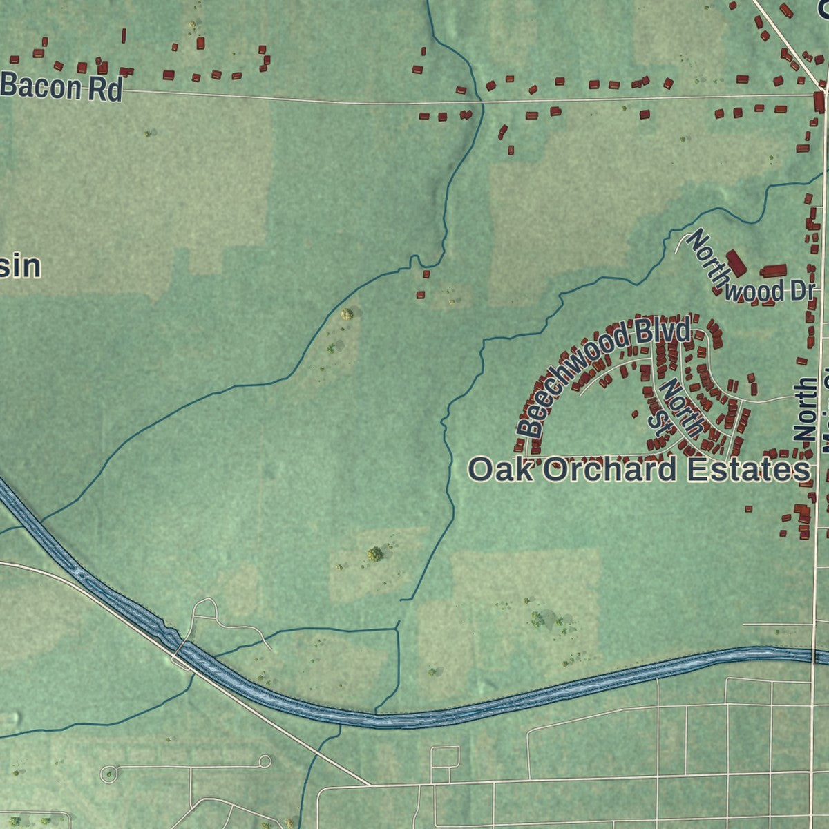 Close-up 1 of the Gaines, New York map artwork