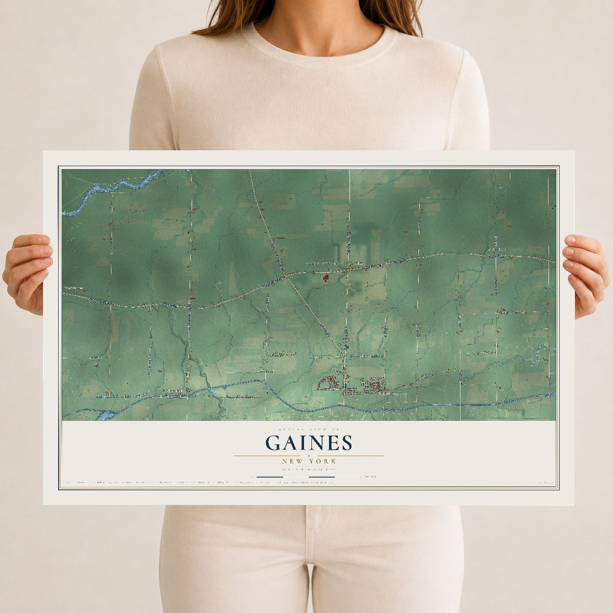 Gaines, New York map print, 12" x 18" Archival Matte Print mockup
