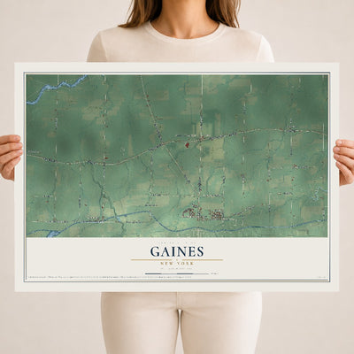 Gaines, New York map print, 18" x 24" Archival Matte Print mockup