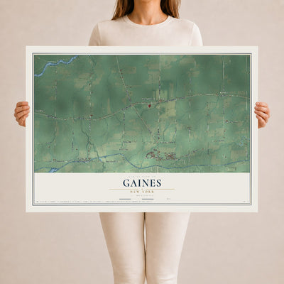 Gaines, New York map print, 24" x 36" Archival Matte Print mockup