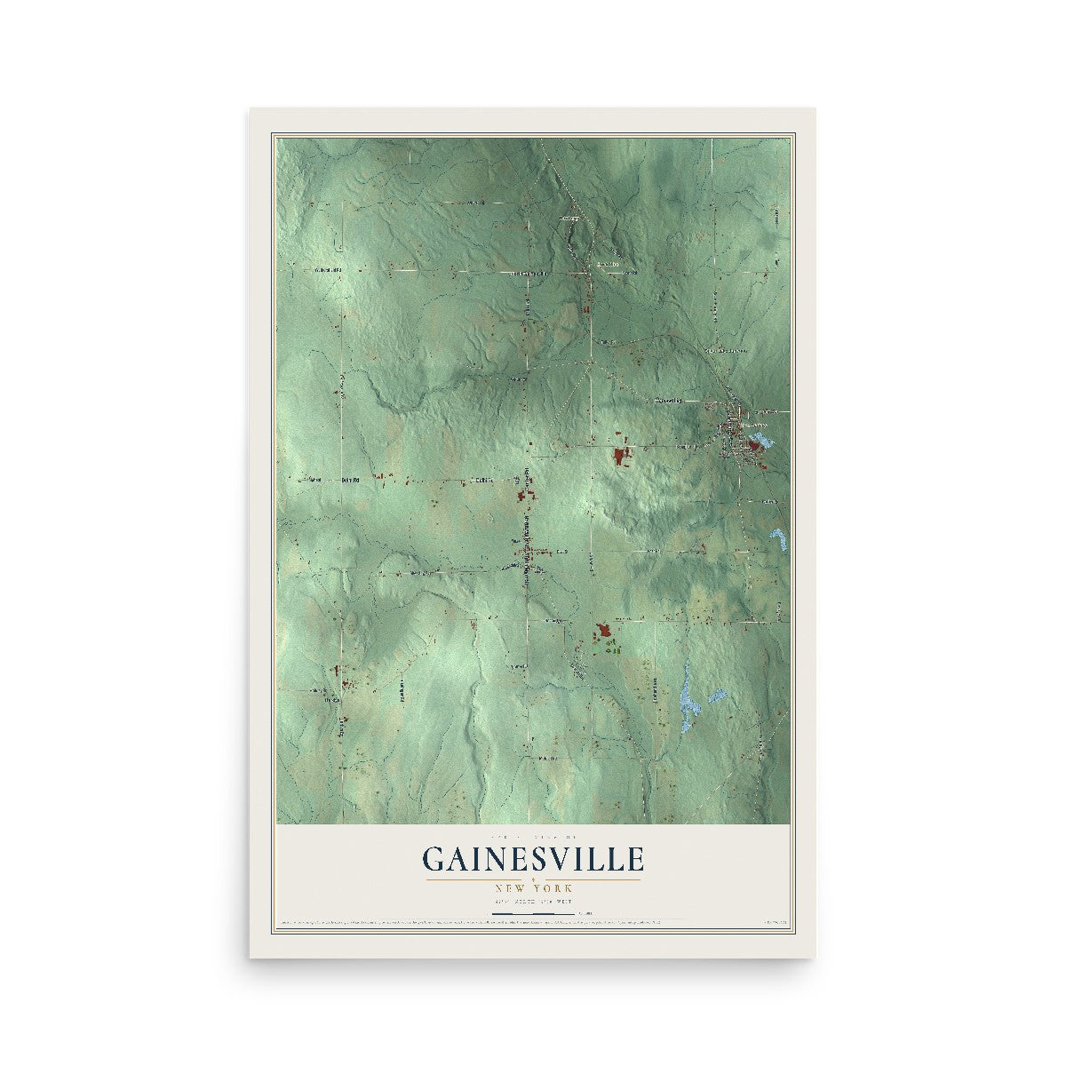 Gainesville, New York map print, 12" x 18" Archival Matte Print mockup