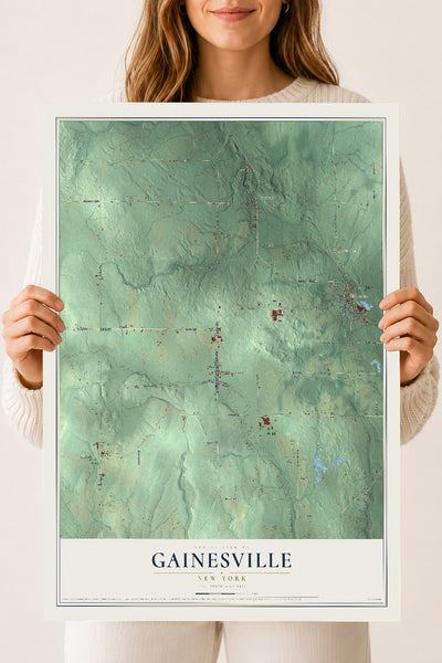 Gainesville, New York map print, 18" x 24" Archival Matte Print mockup