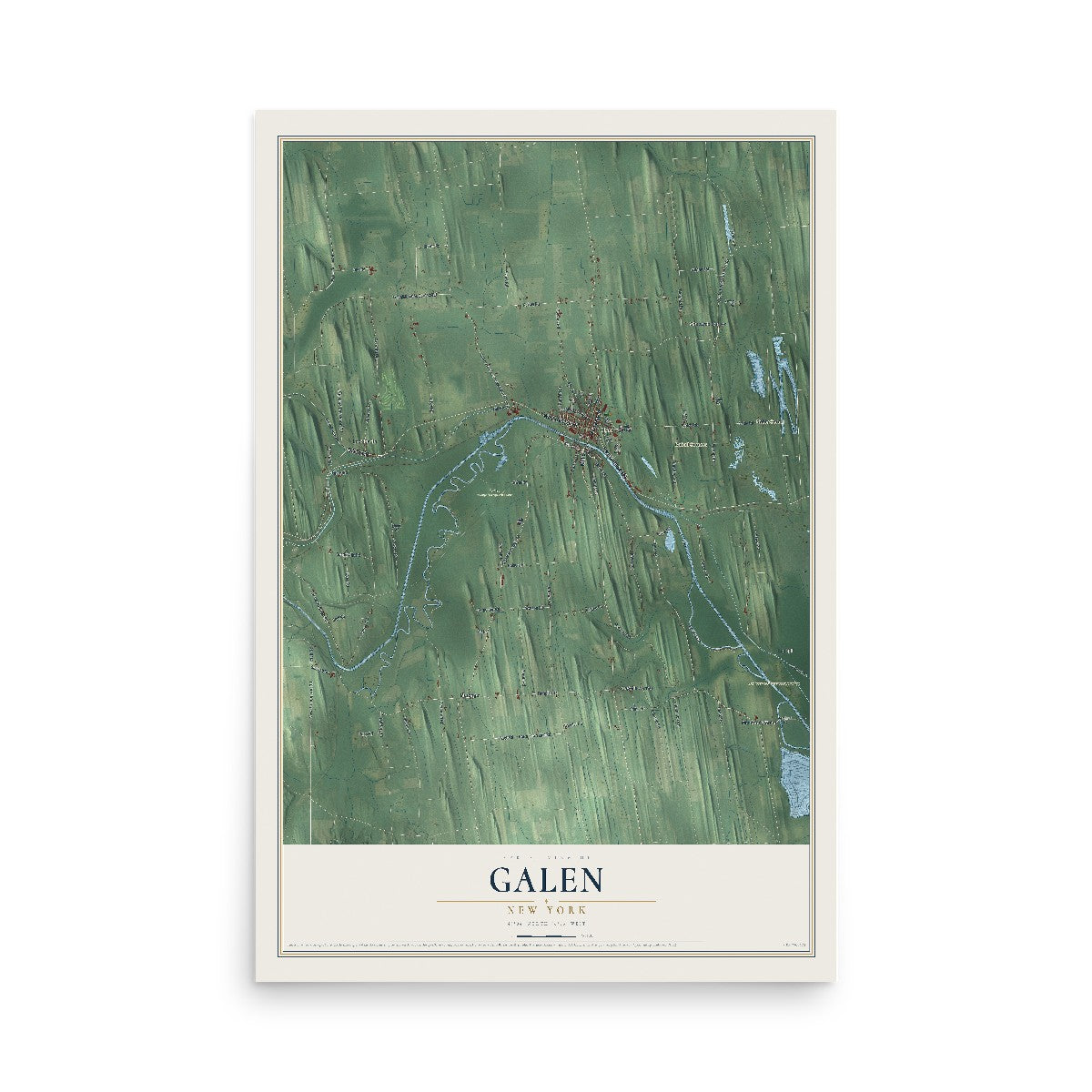 Galen, New York map print, 12" x 18" Archival Matte Print mockup