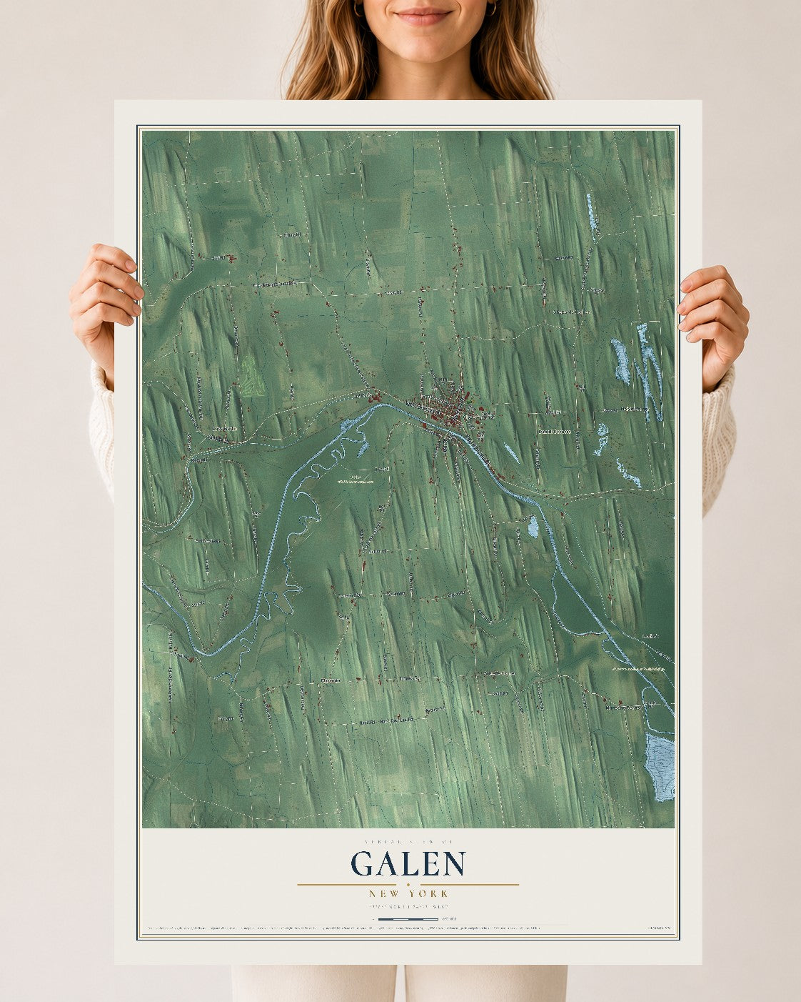 Galen, New York map print, 24" x 36" Archival Matte Print mockup