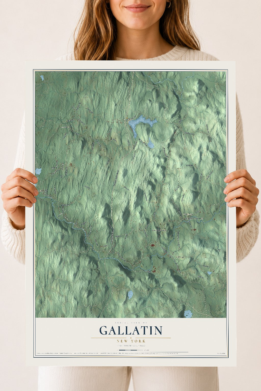 Gallatin, New York map print, 18" x 24" Archival Matte Print mockup