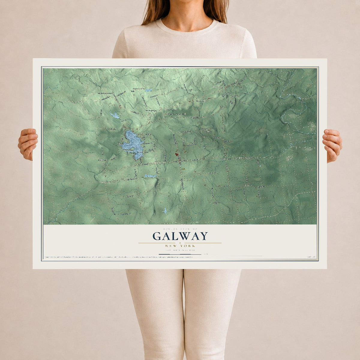 Galway, New York map print, 24" x 36" Archival Matte Print mockup