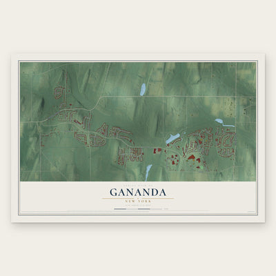 Gananda, New York map print, the full design