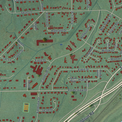 Close-up 1 of the Gang Mills, New York map artwork