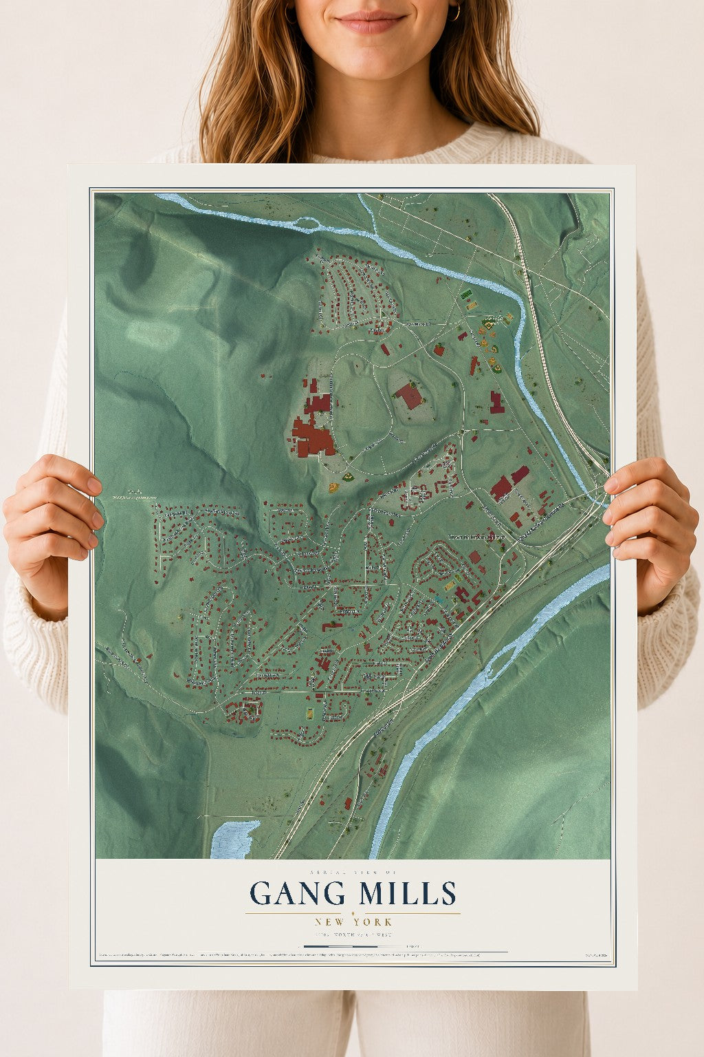 Gang Mills, New York map print, 18" x 24" Archival Matte Print mockup