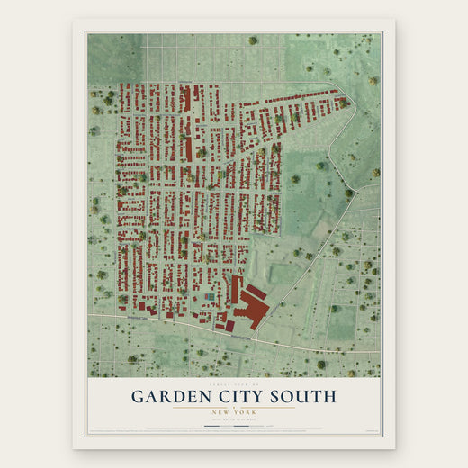 Garden City South, New York map print, the full design