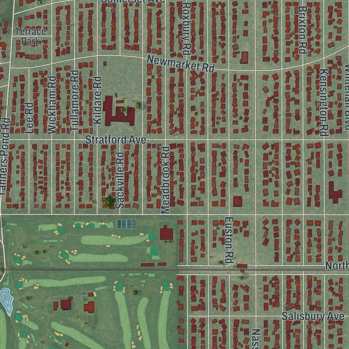 Close-up 1 of the Garden City, New York map artwork
