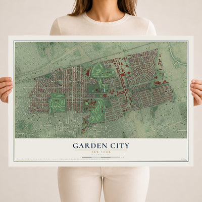 Garden City, New York map print, 18" x 24" Archival Matte Print mockup