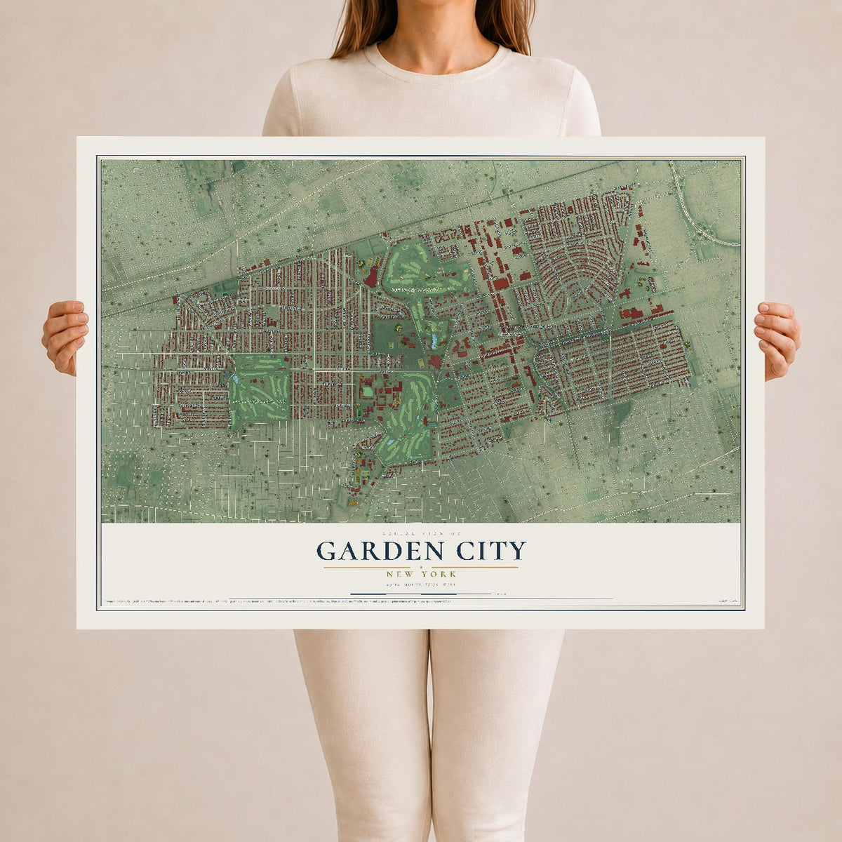 Garden City, New York map print, 24" x 36" Archival Matte Print mockup