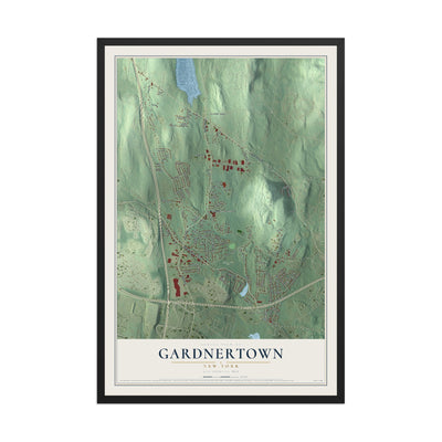 Gardnertown, New York map print, 12" x 18" W/ Black Ayous Wood Frame mockup