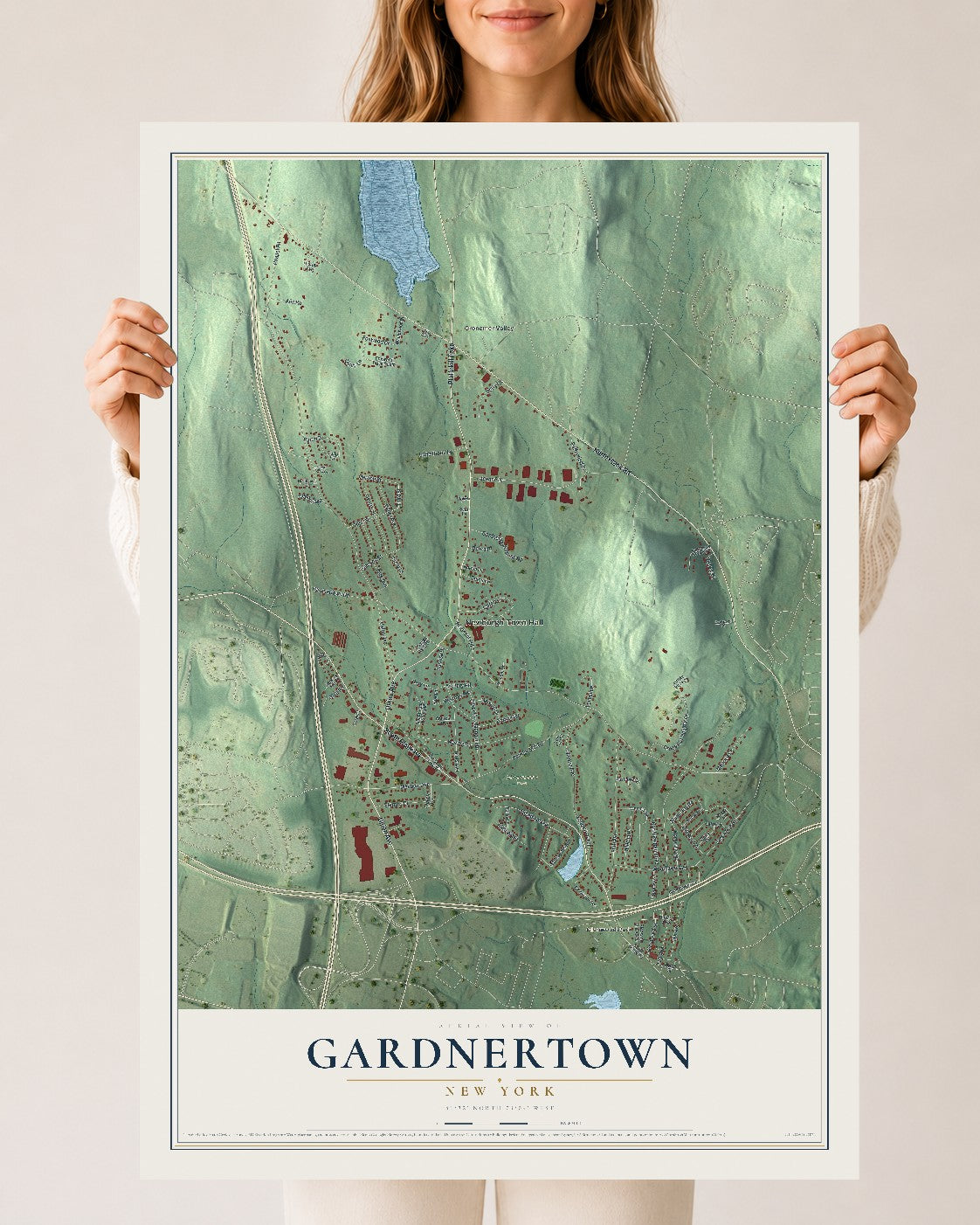 Gardnertown, New York map print, 24" x 36" Archival Matte Print mockup